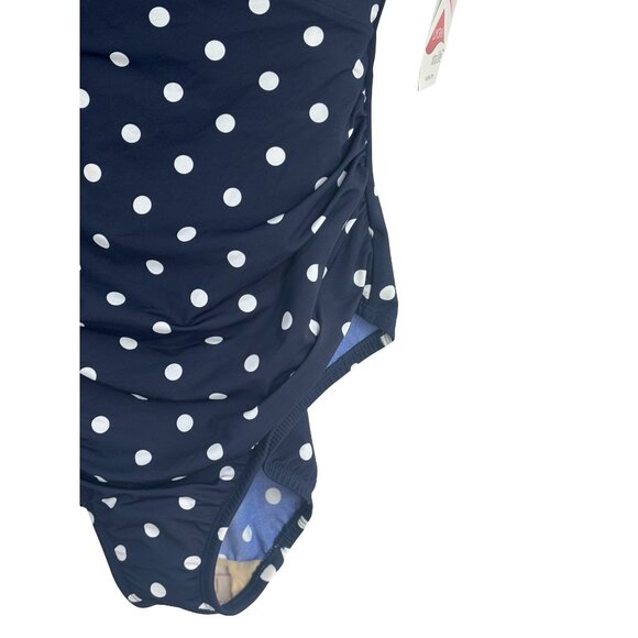 Lands’ End Swimsuit Sz 12 Carmela Blue White Polka Dot New - Picture 4 of 9